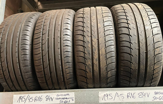 Neumaticos 195/45 R16 84V BFGOODRICH y CONTINENTAL 60% (precio pareja)