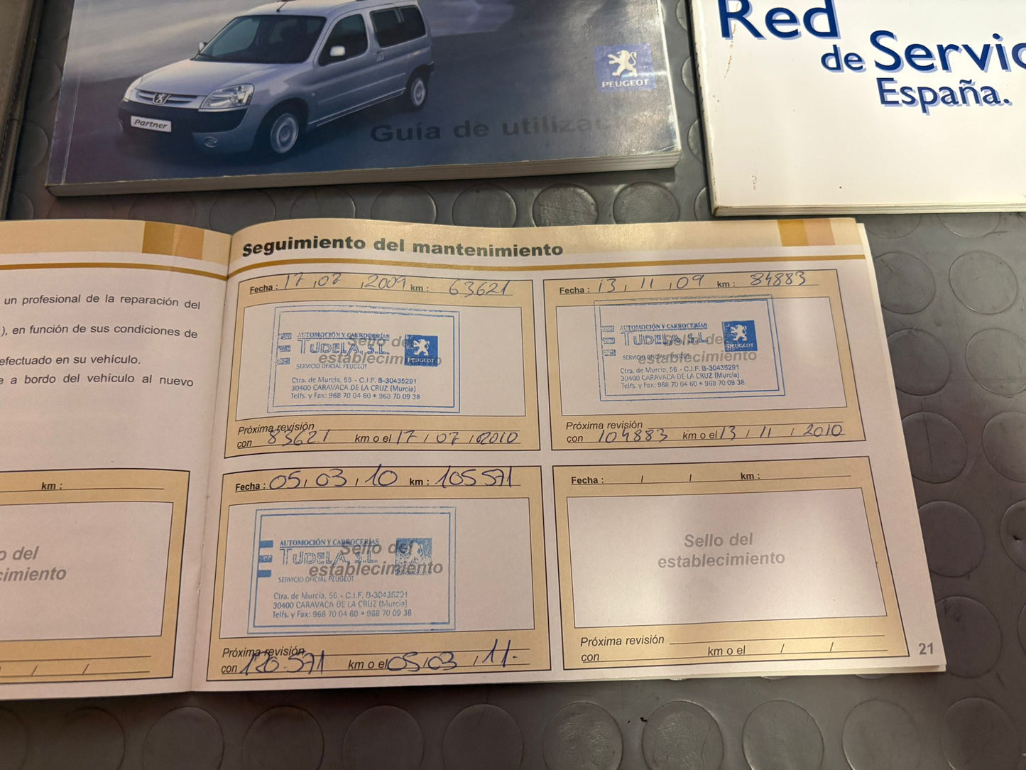 Manual instrucciones y libro mantenimiento PEUGEOT PARTNER