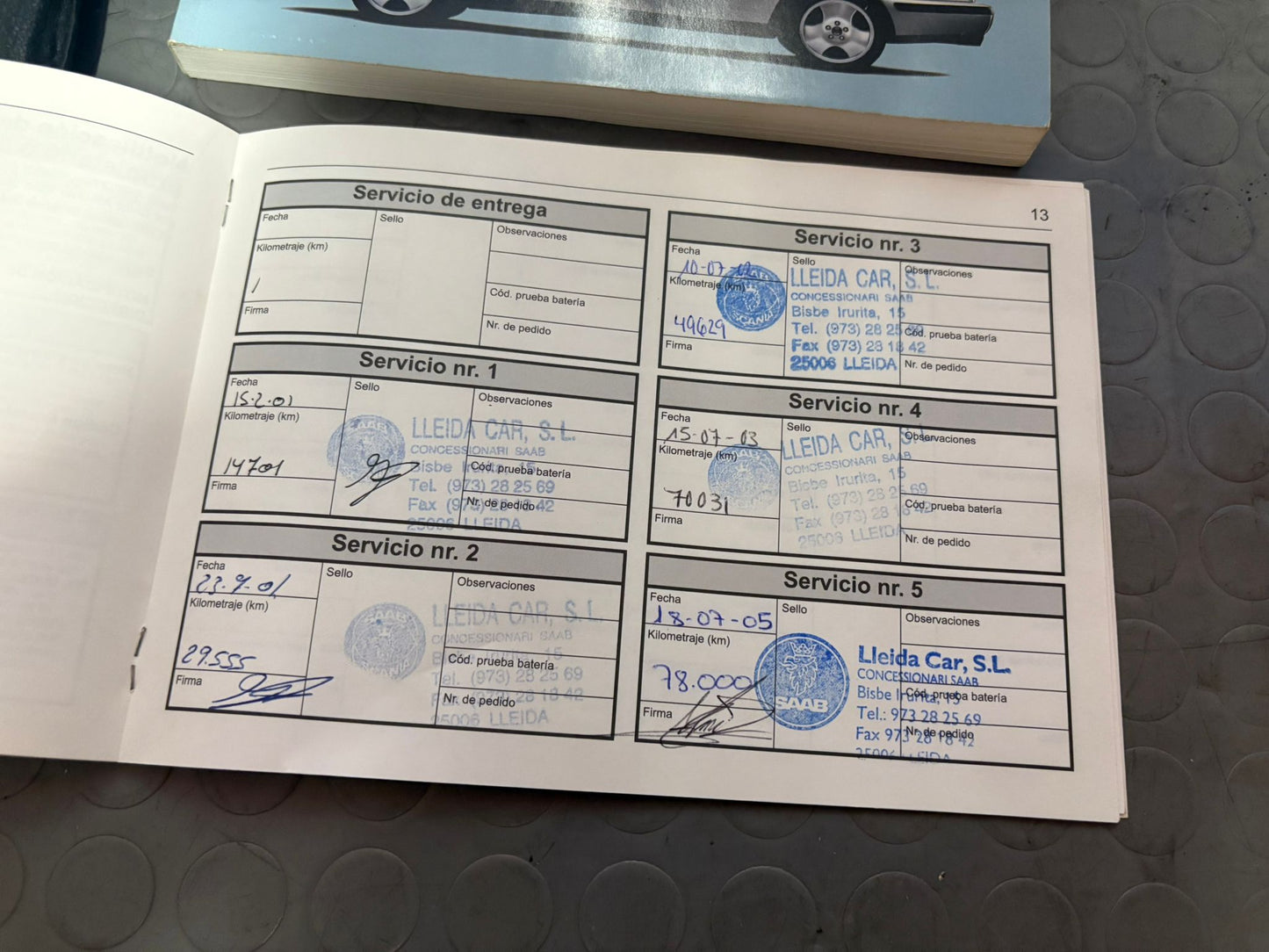 Manual instrucciones y libro mantenimiento SAAB 93